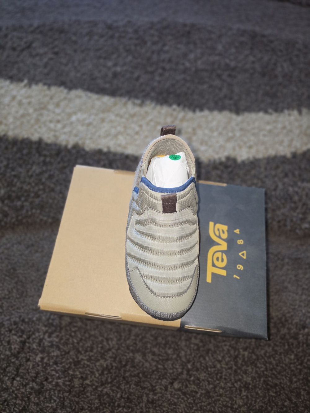 Teva Kids Slip-On Sneaker in Beige with Blue Accent